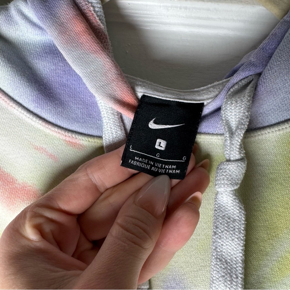 Nike Women’s Pastel Tie-Dye Hoodie Multicolor Boxy Cropped Large - Picture 11 of 11